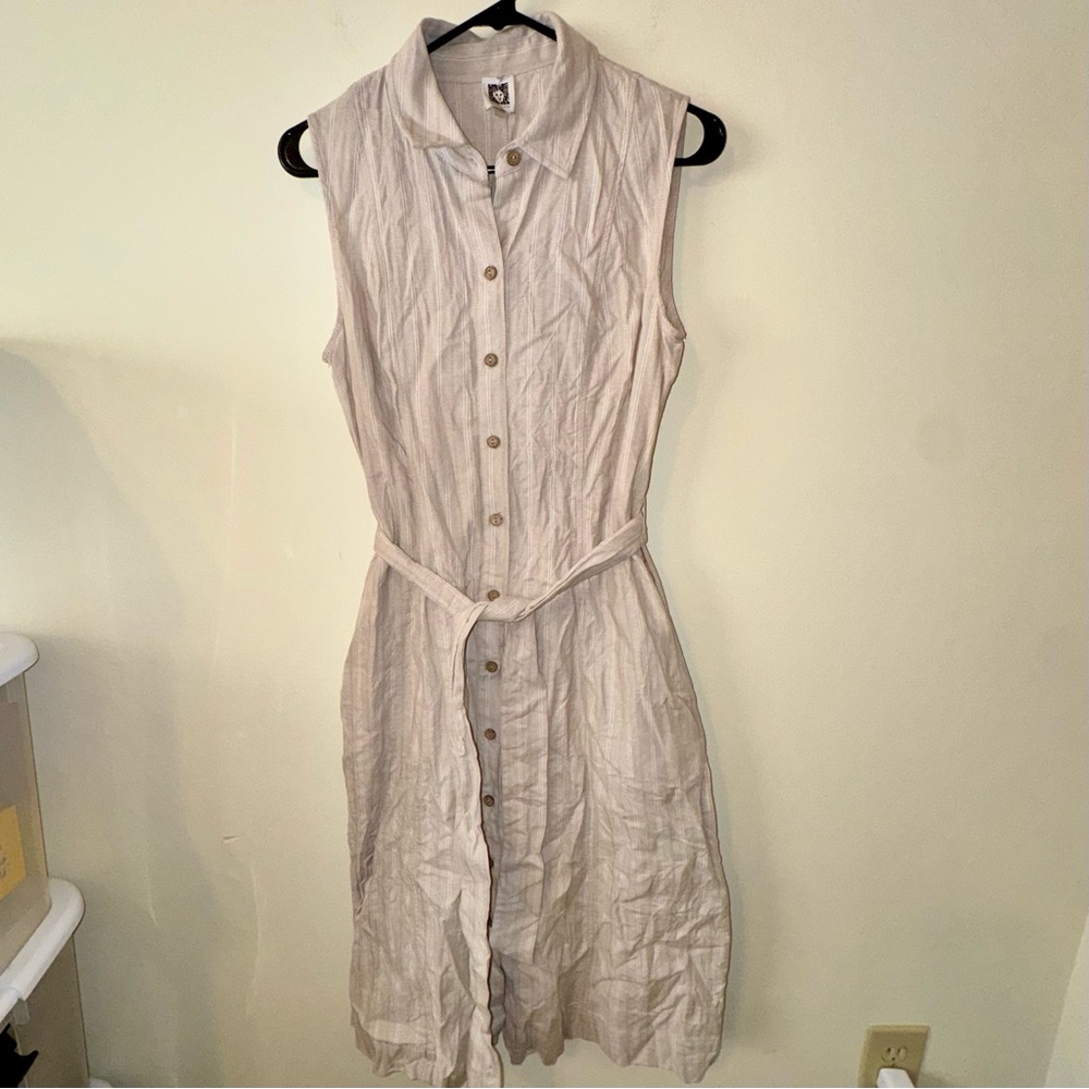 Anne Klein Cream Sleeveless Midi Dress